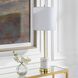 Turret 30 inch 150.00 watt Brushed Gold and White Marble Buffet Lamp Portable Light