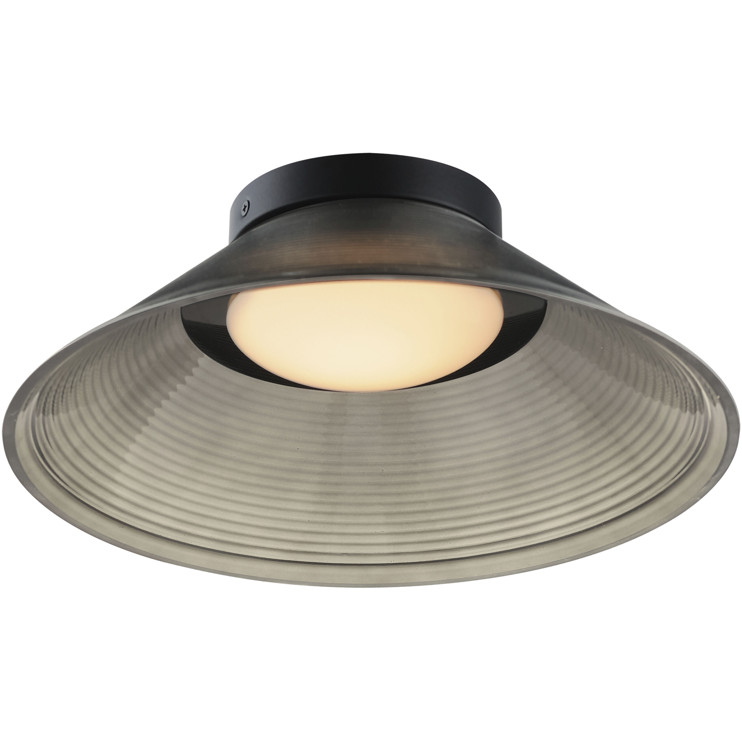 Jensen LED 11.75 inch Black Semi-Flush Mount Ceiling Light in Smoke