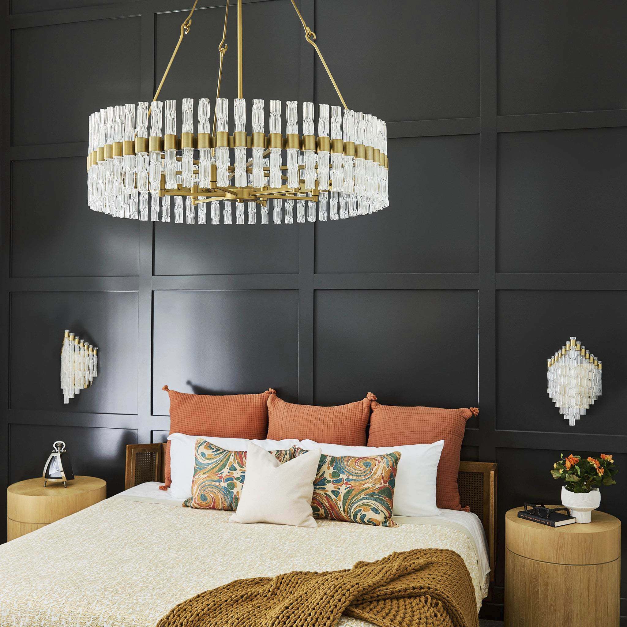 Nobel 6 Light 35.5 inch Aged Brass Chandelier Ceiling Light