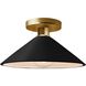 Radiance LED 11.75 inch Carbon Matte Black and Polished Brass Semi Flush Ceiling Light
