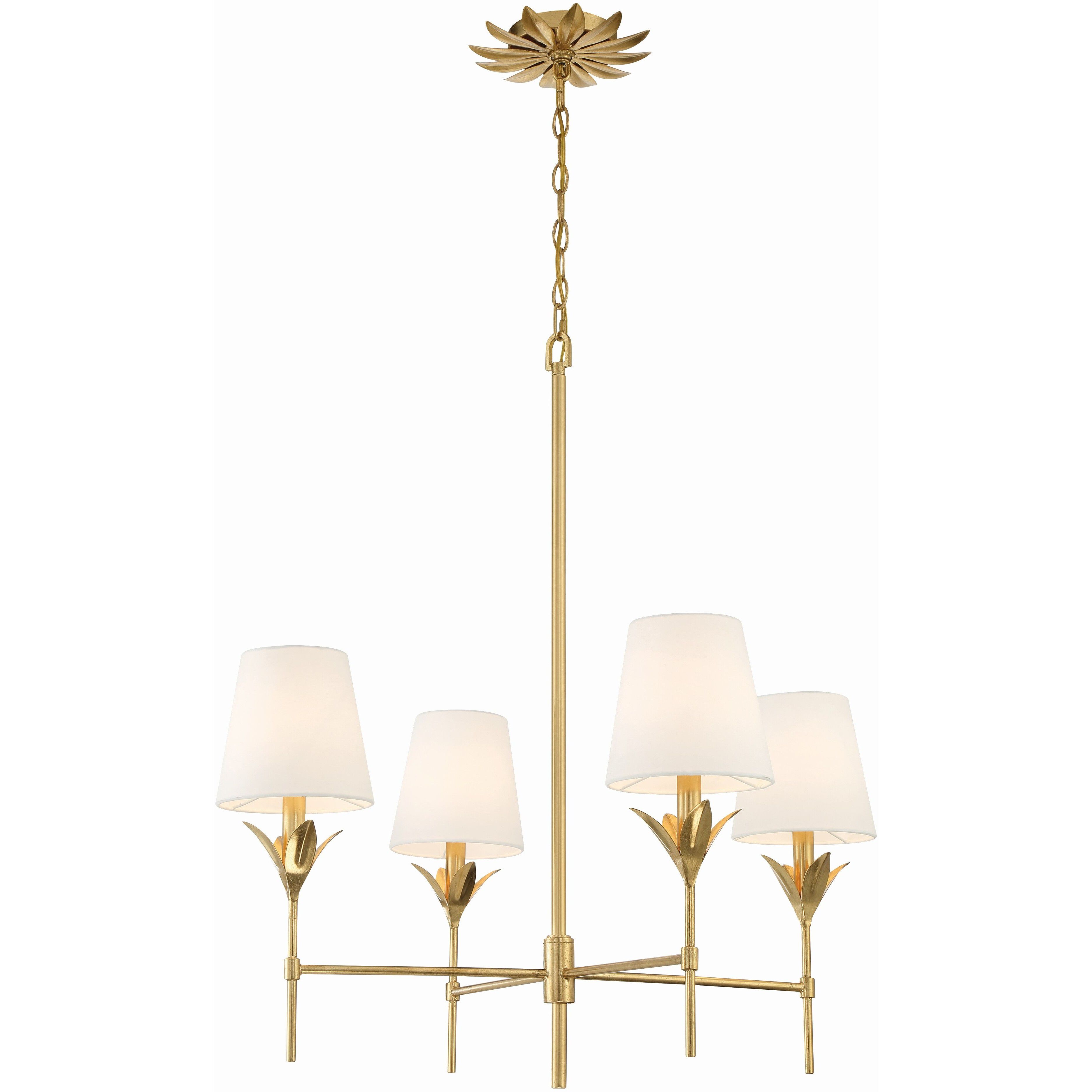 Broche 4 Light 28 inch Antique Gold Chandelier Ceiling Light