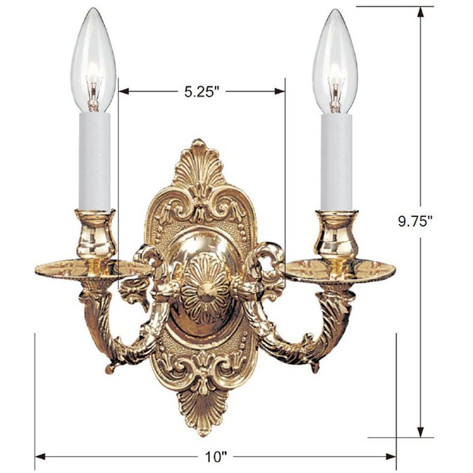 Westbury 2 Light 10 inch Polished Brass Sconce Wall Light