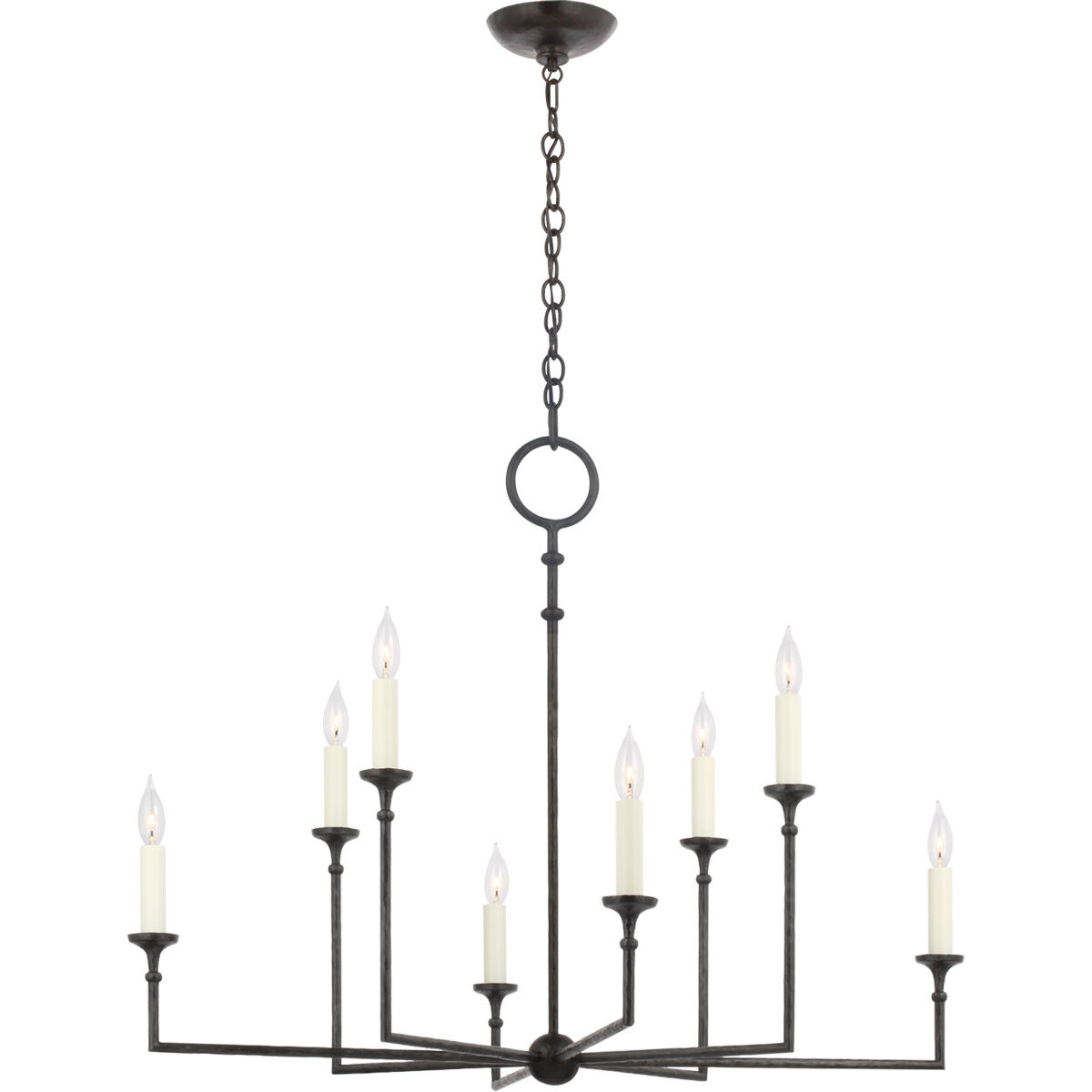 Chapman & Myers Rowen LED 38 inch Aged Iron Chandelier Ceiling Light, Large
