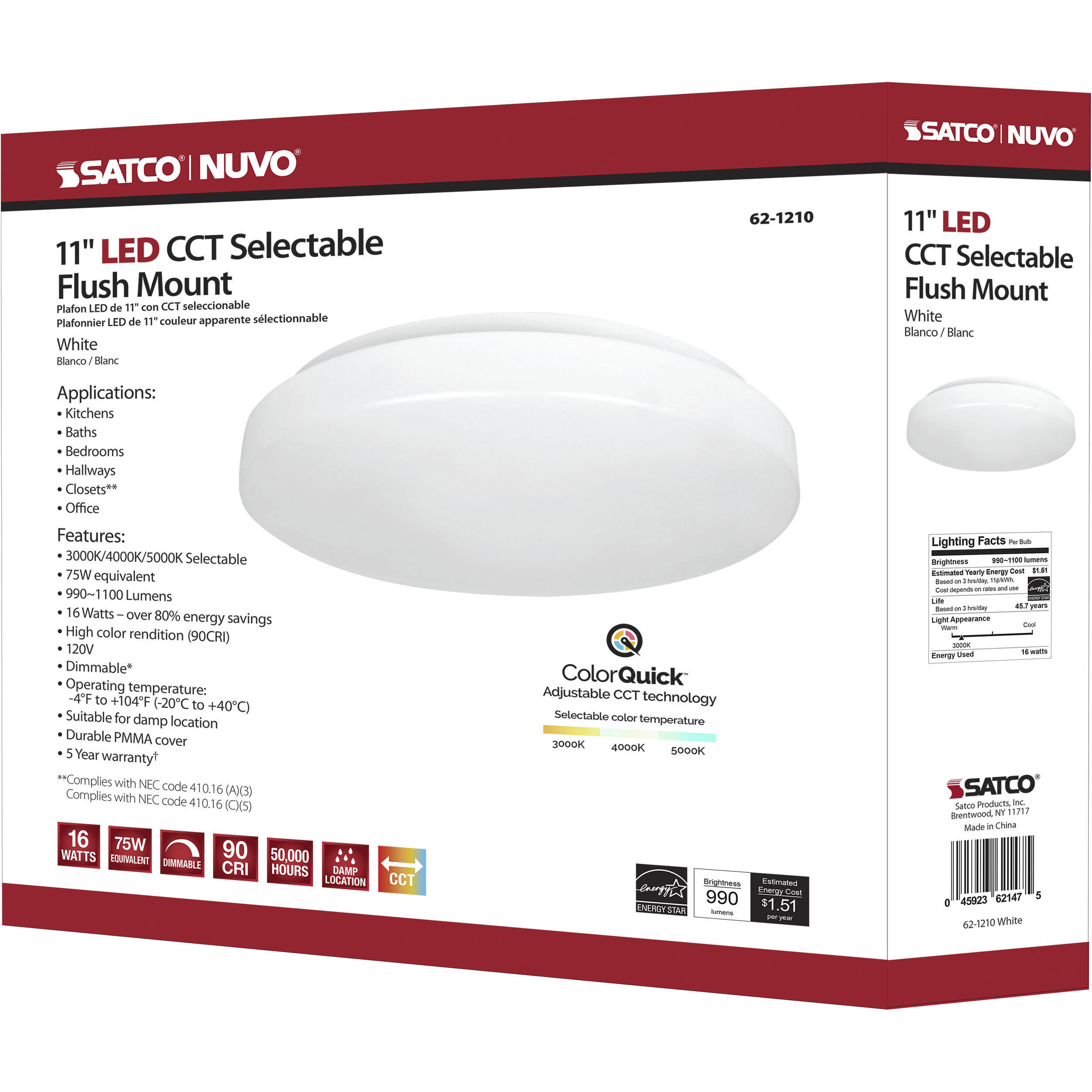 Cloud LED 11.54 inch White Flush Mount Ceiling Light