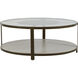 Marlon 48.5 X 48.25 inch Textured Black and Brushed Brass with Cerused White Coffee Table
