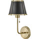 Clarke 1 Light 7.25 inch Warm Brass Sconce Wall Light in Warm Brass with Black