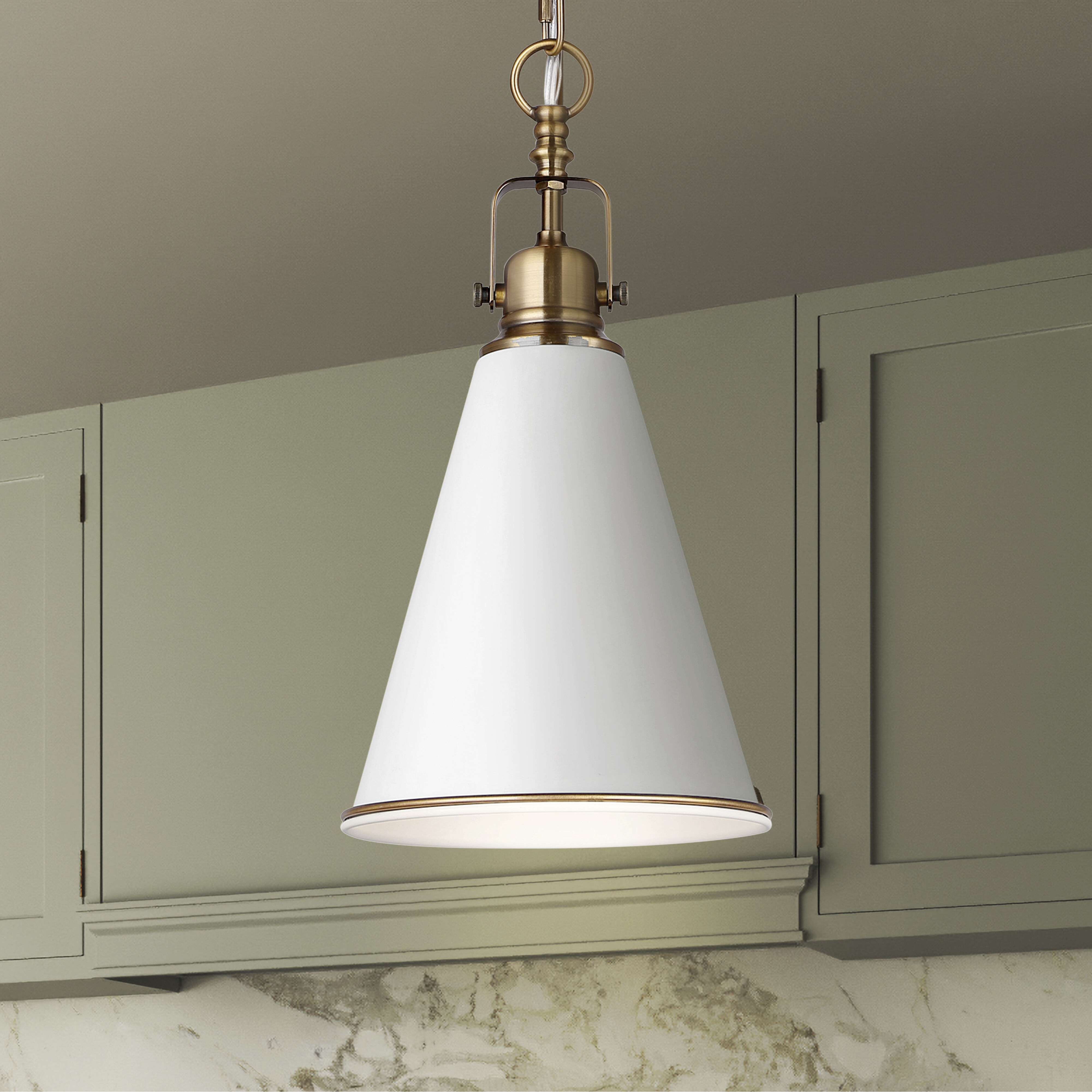 Ollie 1 Light 7.5 inch Matte White and Gold Pendant Ceiling Light