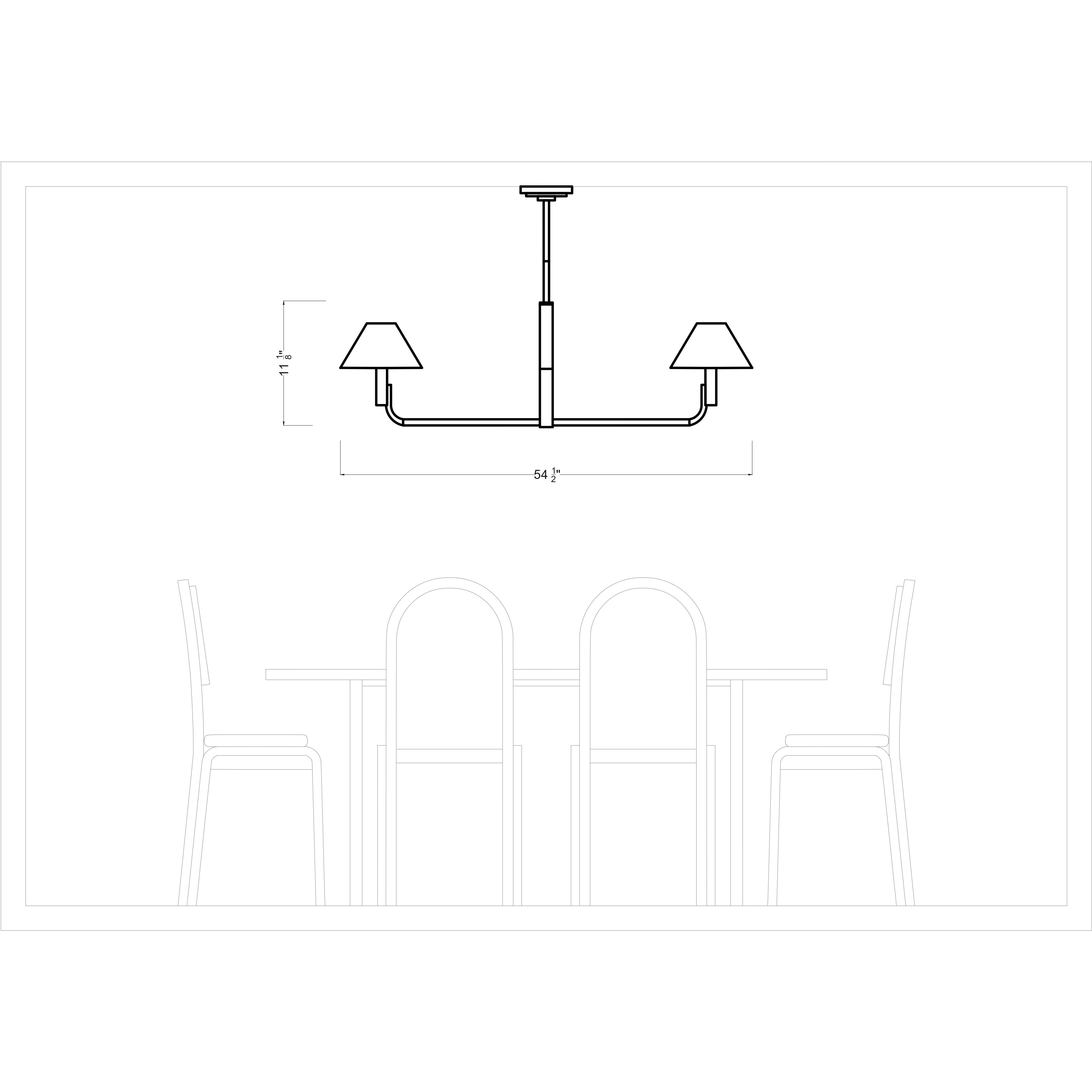 Sean Lavin Colfax 2 Light 54.5 inch Burnished Brass Linear Chandelier Ceiling Light