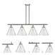 Ballston X-Large Cone 4 Light 48 inch Brushed Satin Nickel Island Light Ceiling Light in Seedy Glass
