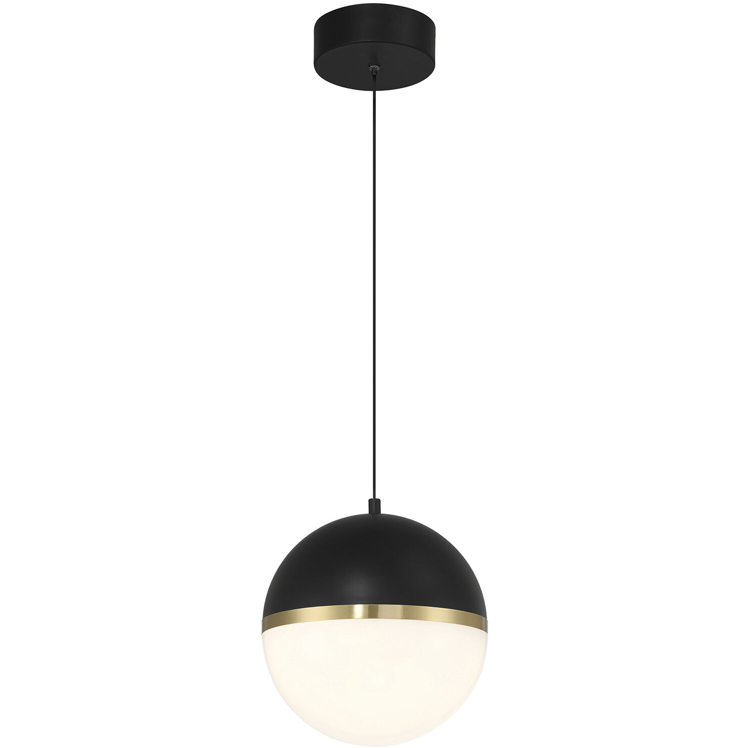 Unity LED 10 inch Black and Antique Brushed Brass and Opal Pendant Ceiling Light
