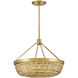 Sanibel 4 Light 20 inch Lacquered Brass with Natural Convertible Semi-Flush Mount Ceiling Light