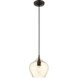 Pendants 1 Light 8 inch English Bronze with Antique Brass Accents Pendant Ceiling Light
