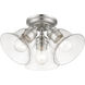 Moreland 3 Light 15 inch Brushed Nickel Semi-Flush Ceiling Light, Large