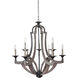 Winton 9 Light 30 inch Weathered Pine Chandelier Ceiling Light