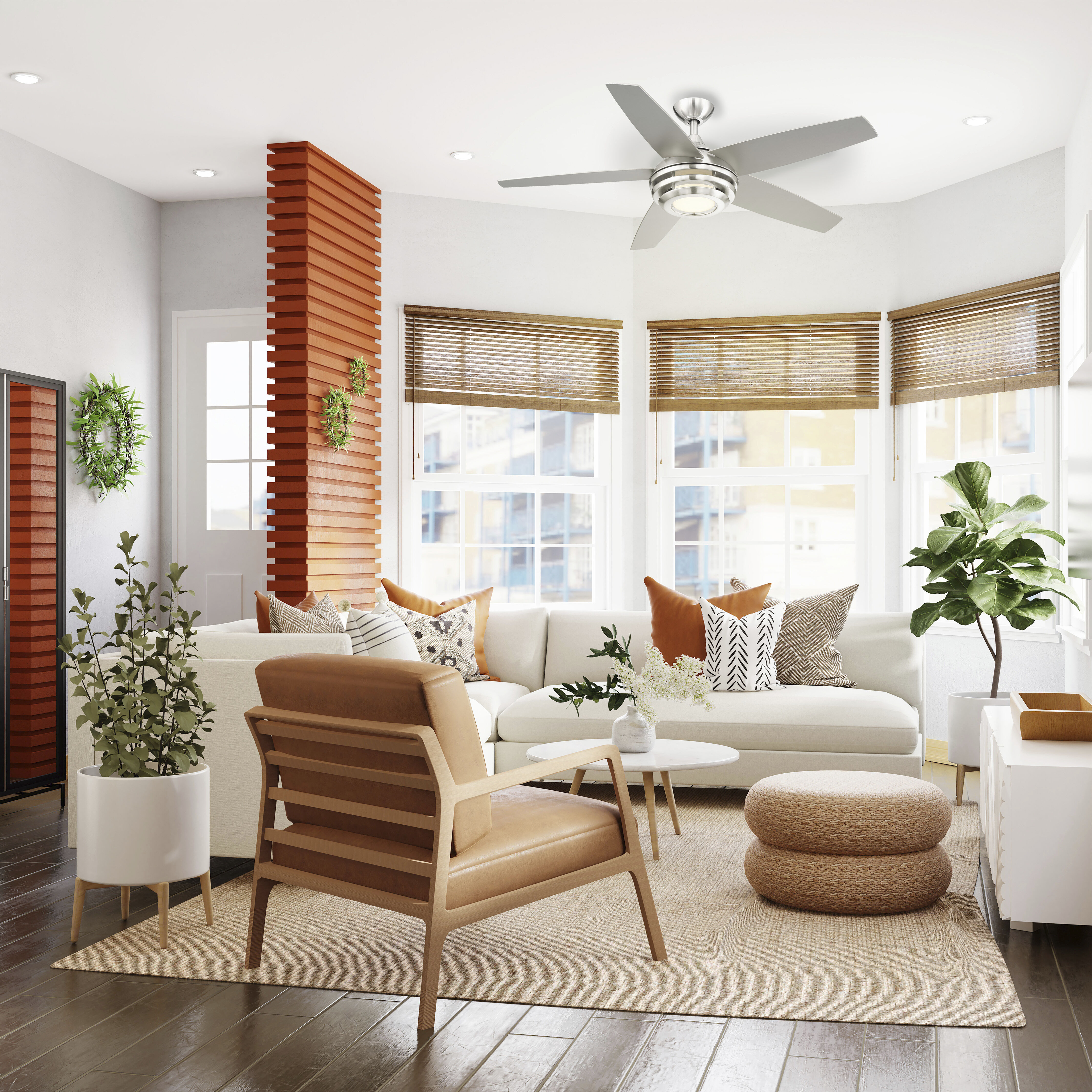 Petani 52 inch Brushed Nickel with Silver Blades Ceiling Fan