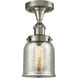 Bell 1 Light 6.5 inch Brushed Satin Nickel Semi-Flush Mount Ceiling Light