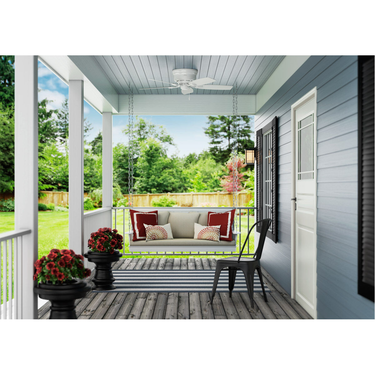 Sea Wind 48 inch White Outdoor Ceiling Fan, Low Profile