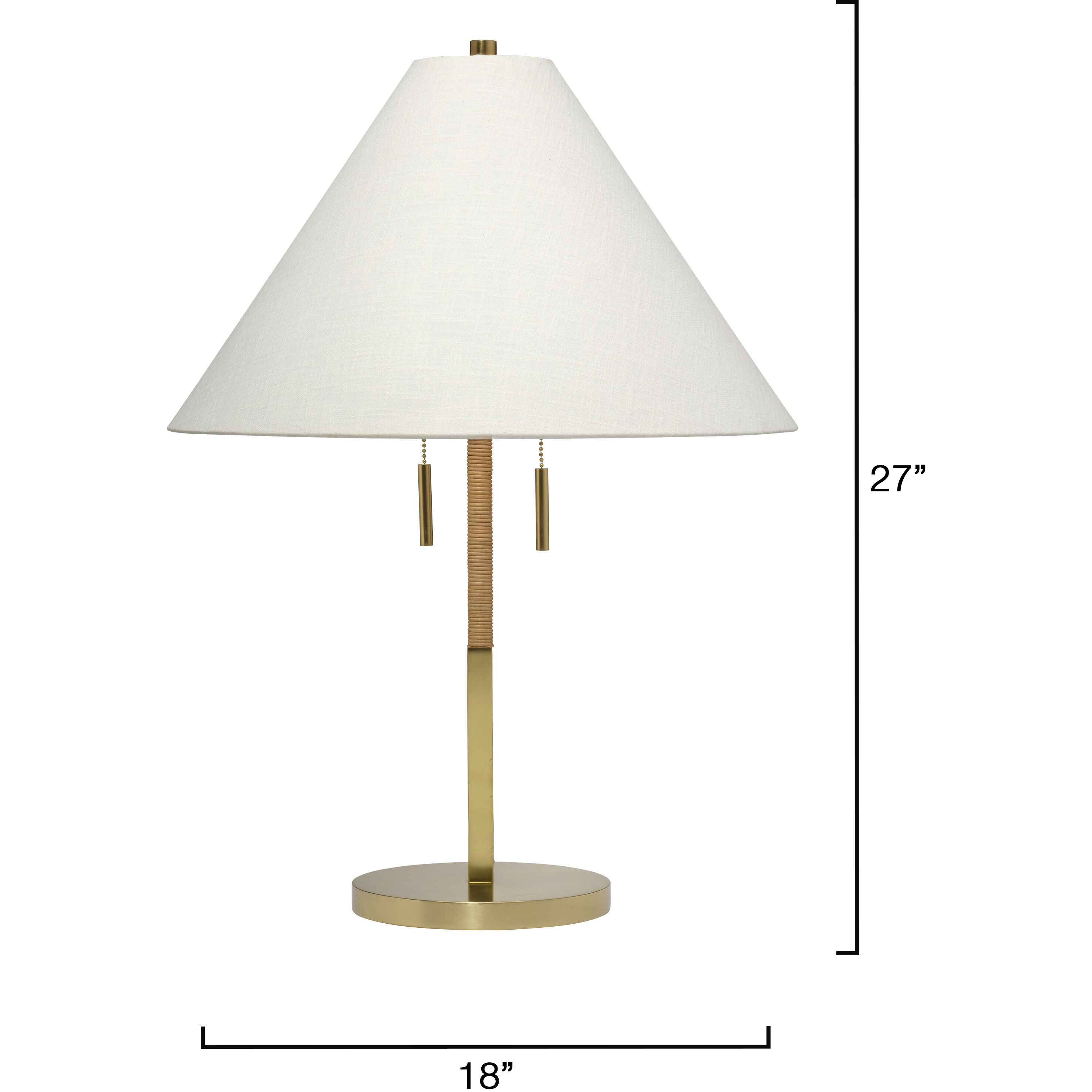 Harrison 27 inch 60 watt Brushed Brass and Natural Rattan Table Lamp Portable Light, Inline