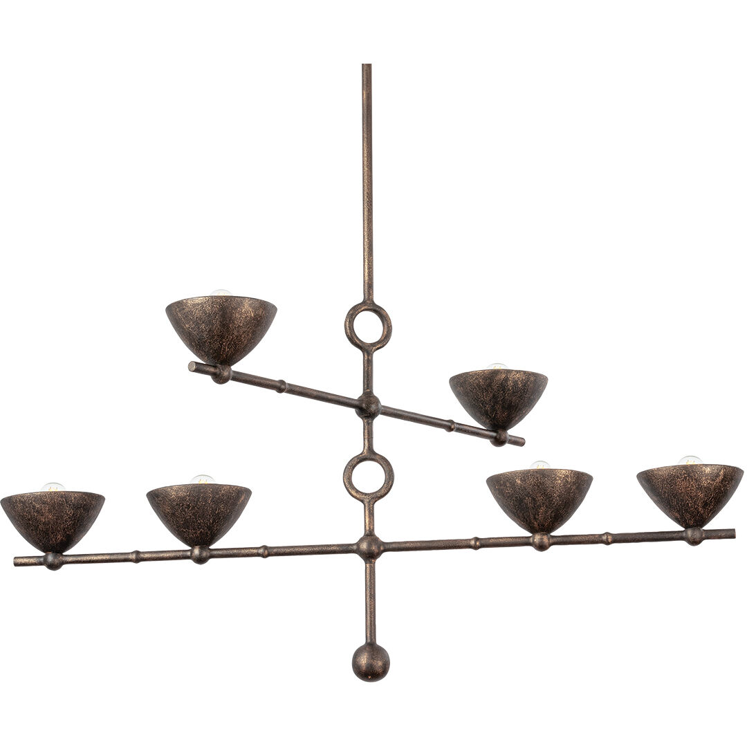 Vishal 6 Light 54 inch Black Patina Gold Chandelier Ceiling Light