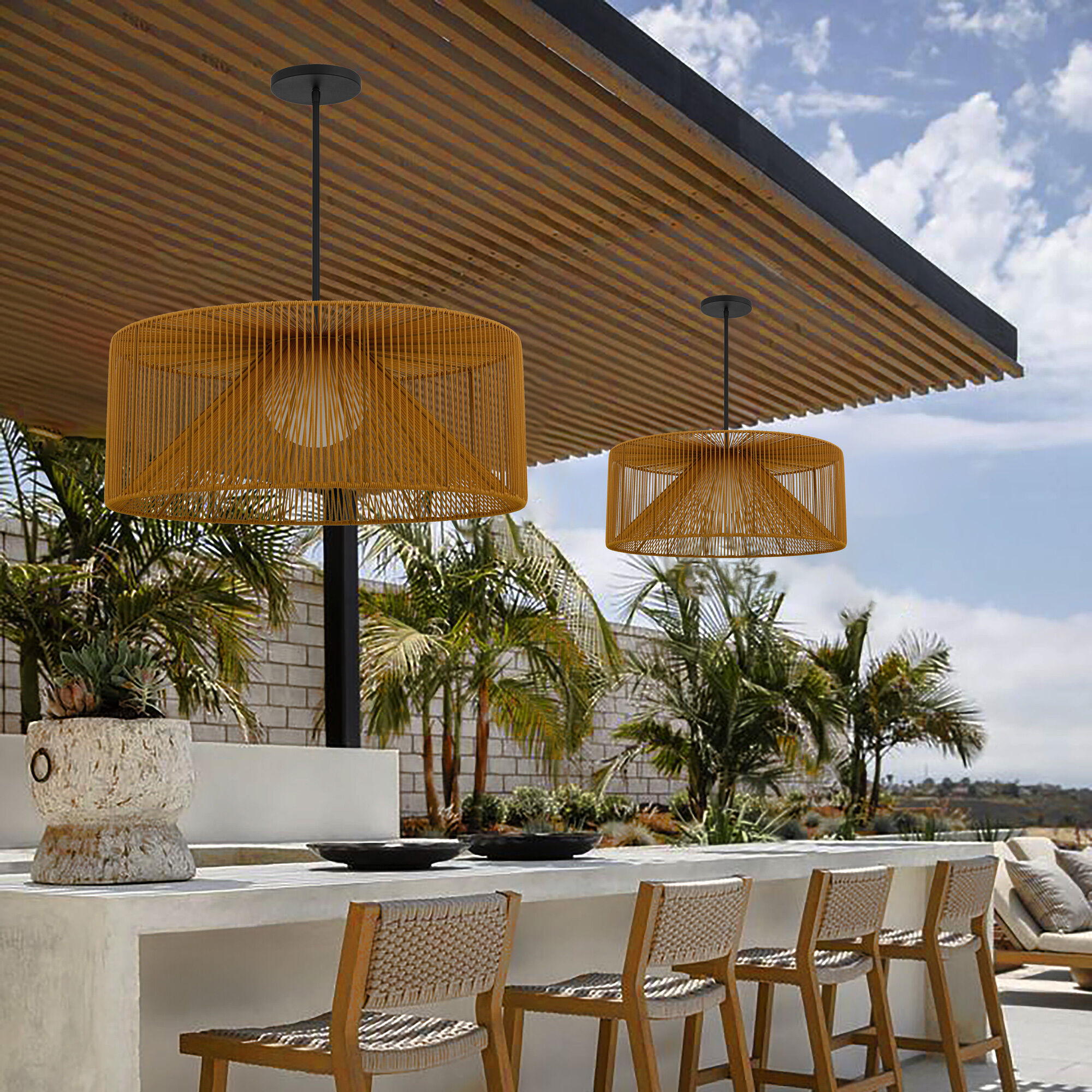 Key West LED 30 inch Sand Black Outdoor Pendant