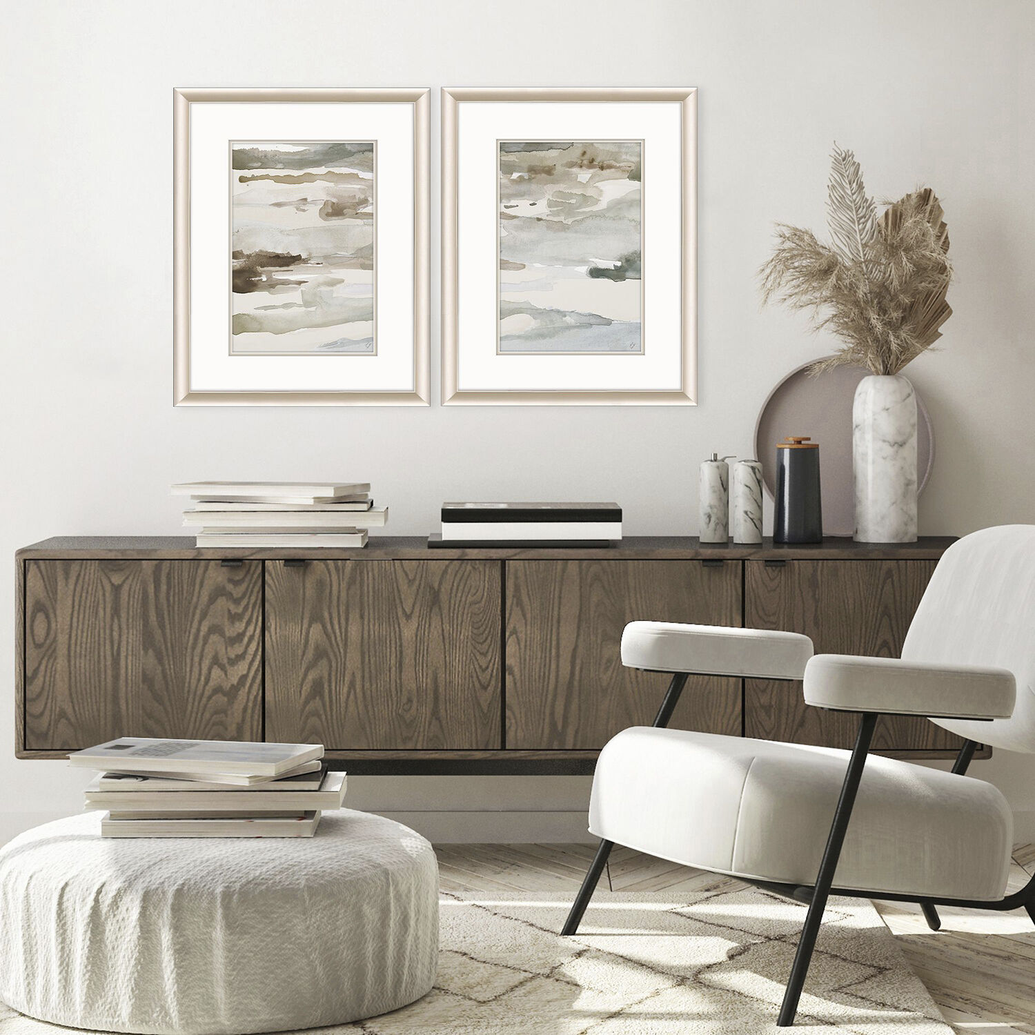 Many Layers Neutral Beige and Green and Brown and Neutral Framed Art, Propac