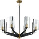 Blakeslee 8 Light 33 inch Matte Black with Satin Brass Chandelier Ceiling Light