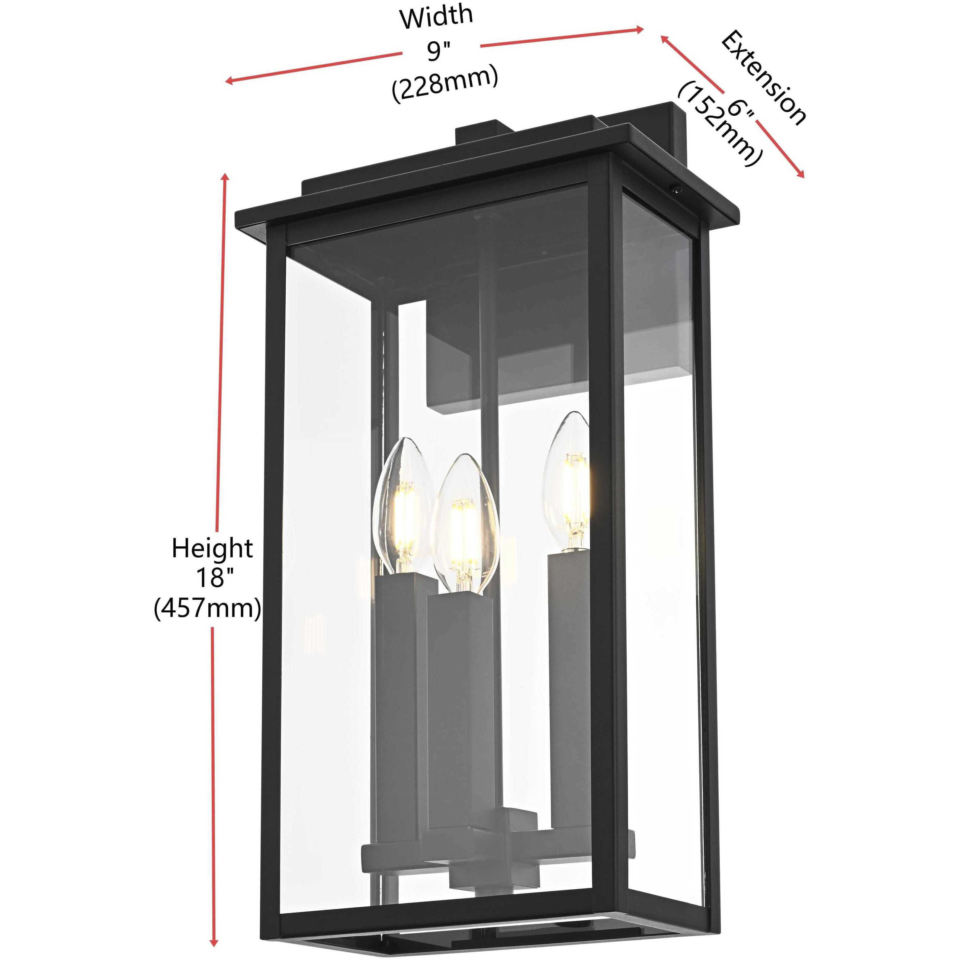 Kaysen 3 Light 18 inch Black Outdoor Wall Sconce