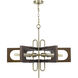 Sneek 6 Light 5 inch Antique Brass/Wood Chandelier Ceiling Light