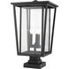 Seoul 3 Light 24.75 inch Black Outdoor Pier Mounted Fixture in 18.5