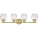Miravelle 4 Light 30.5 inch Vintage Brass Bathroom Vanity Light Wall Light
