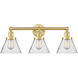 Cone 3 Light 24.5 inch Satin Gold Bath Vanity Light Wall Light in Seedy