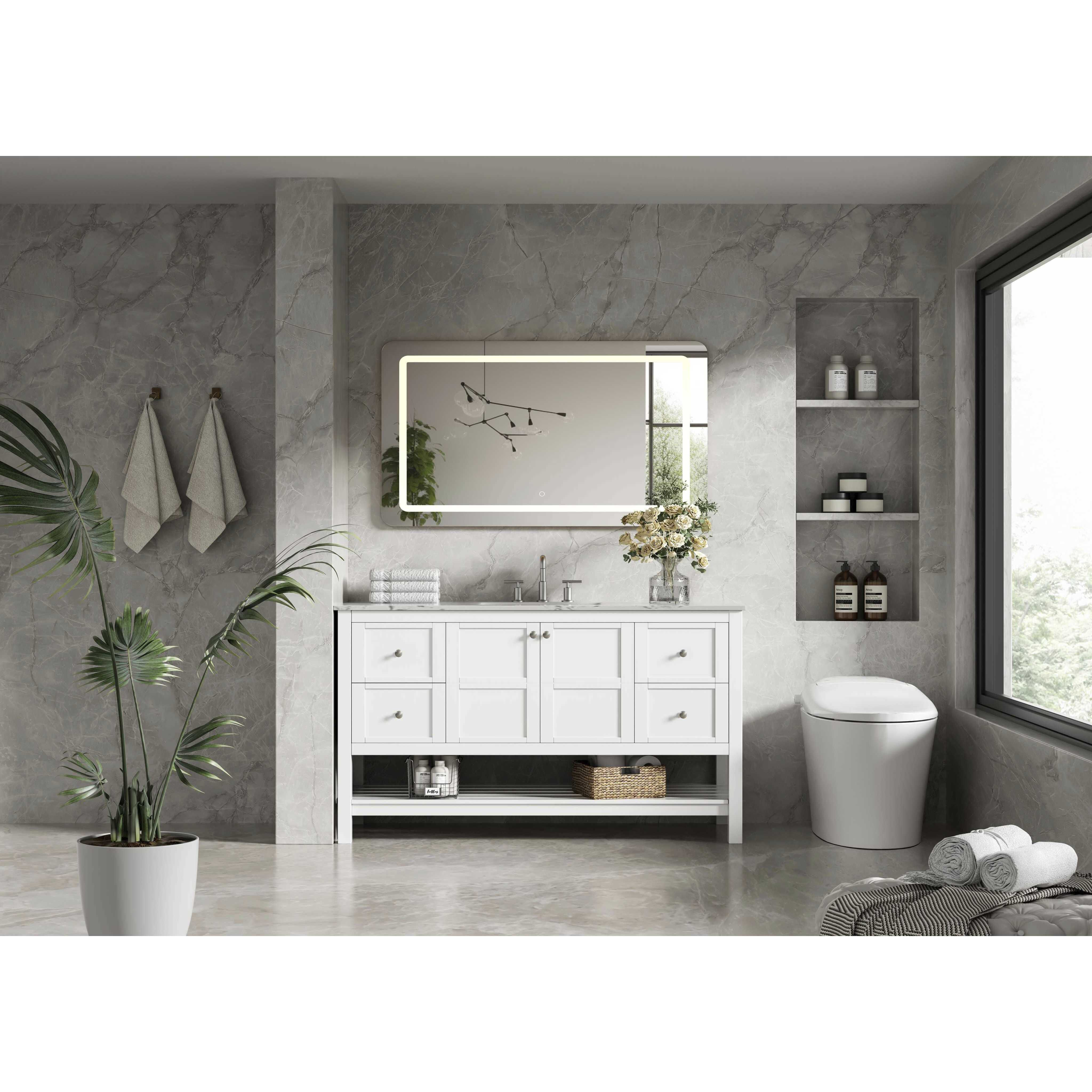 Theo 54 X 34 inch White Bathroom Vanity Cabinet