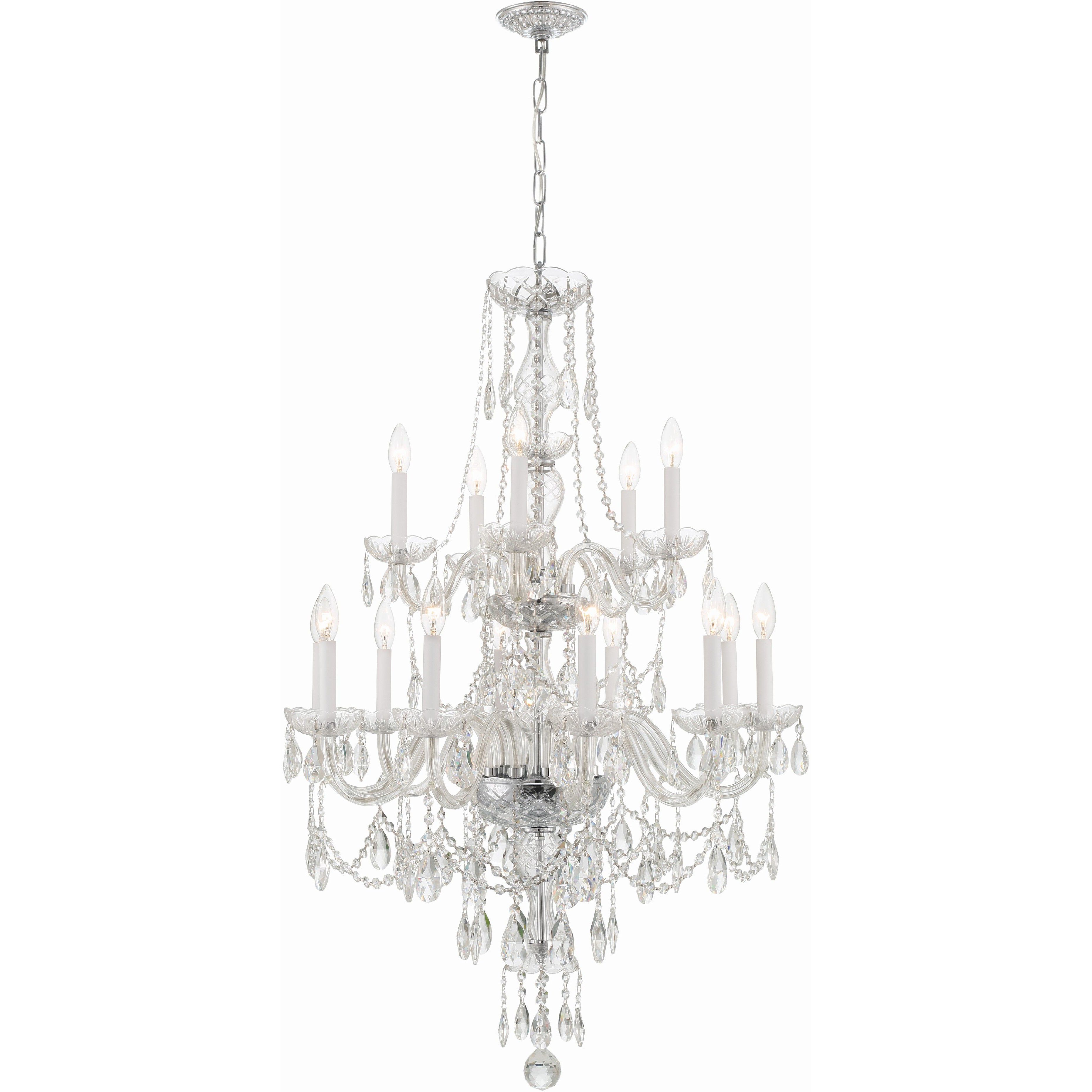 Traditional Crystal 15 Light 32 inch Polished Chrome Chandelier Ceiling Light