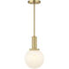 Modern 1 Light 8 inch Natural Brass Pendant Ceiling Light