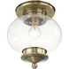 Harbor 1 Light 10 inch Antique Brass Semi-Flush Mount Ceiling Light