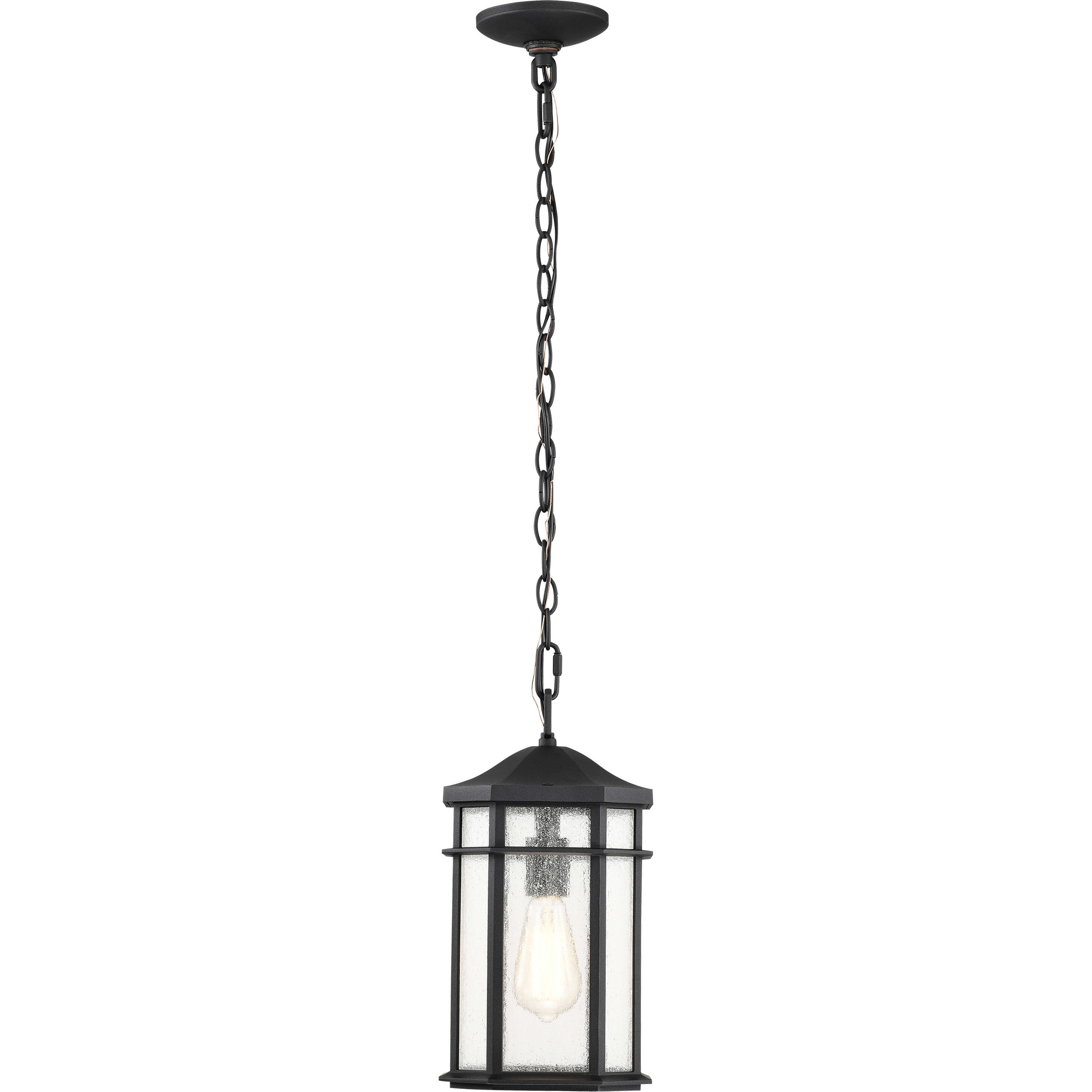 Raiden 8 inch Matte Black Outdoor Hanging Lantern
