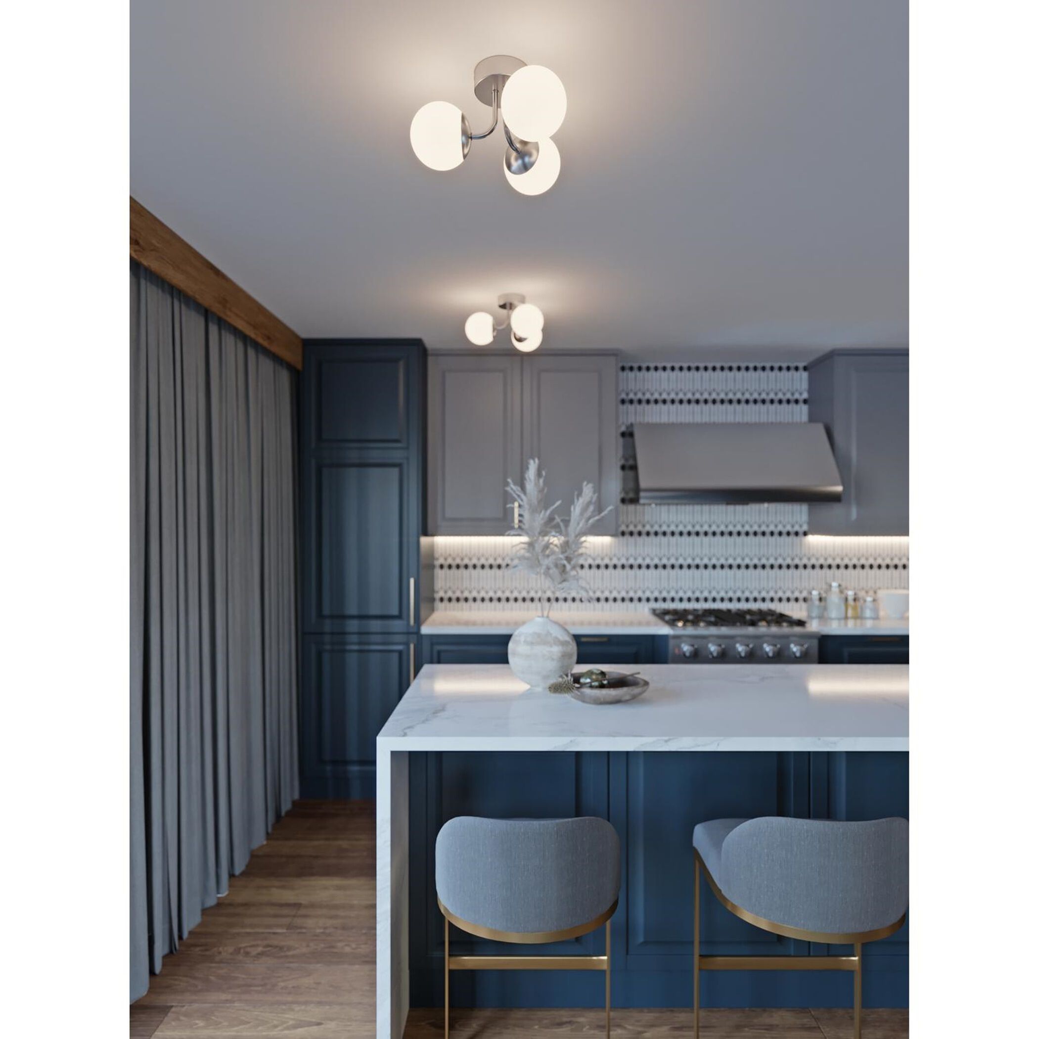 Metropolitan LED 15.5 inch Satin Nickel Semi Flush Mount Ceiling Light