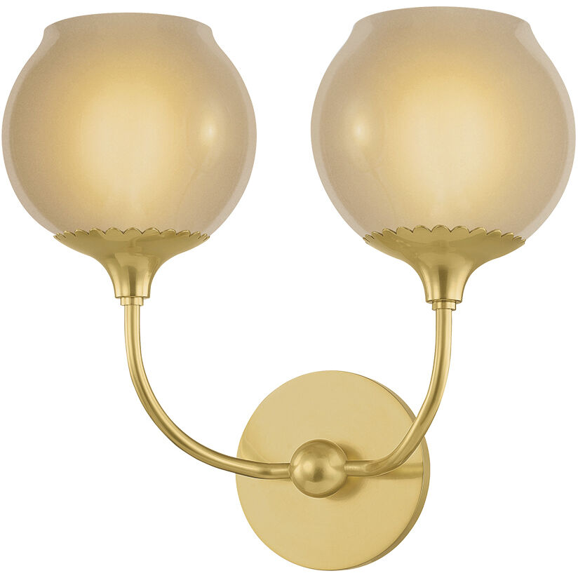 Daya 2 Light 13.75 inch Aged Brass Wall Sconce Wall Light