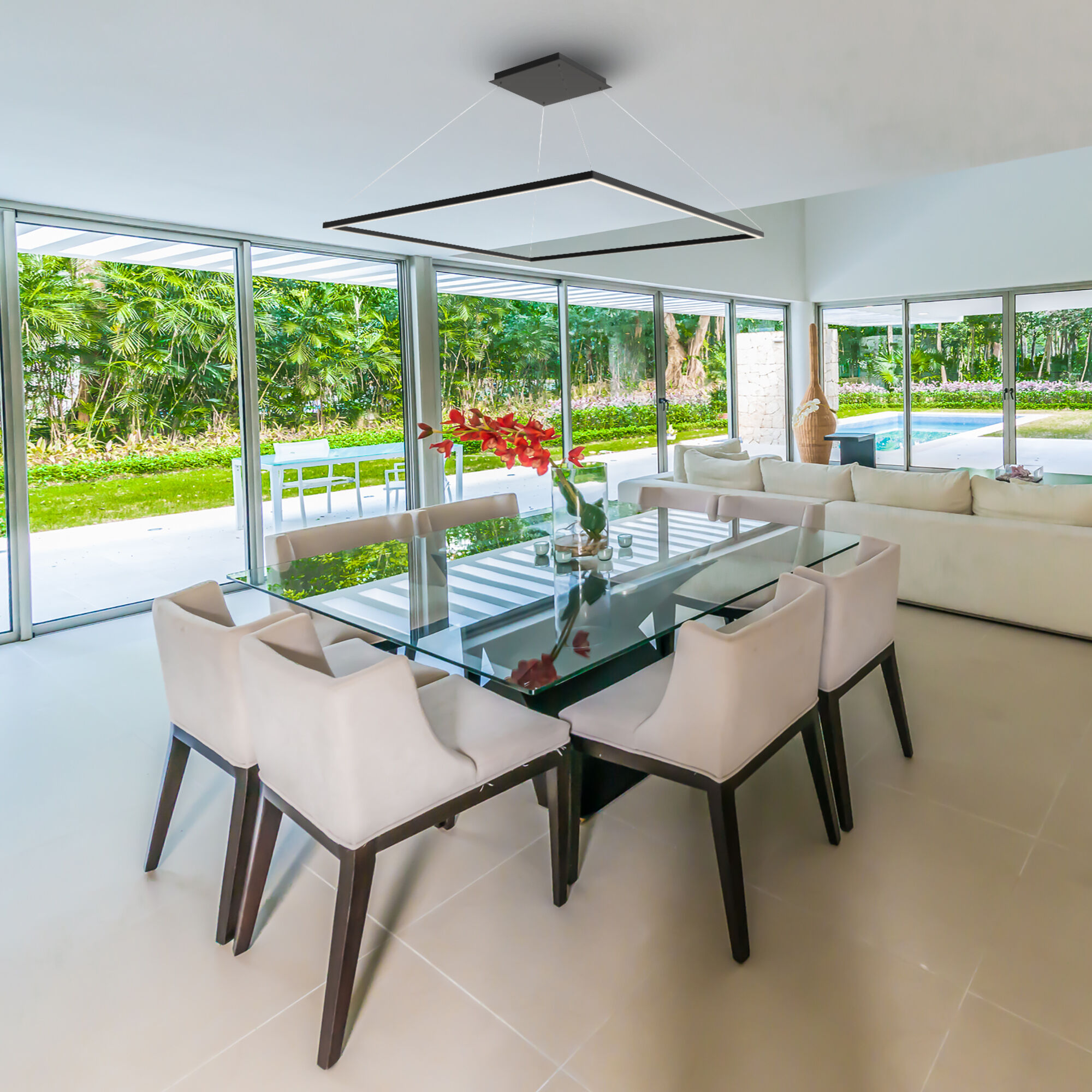 Atria 51.25 inch Black Chandelier Ceiling Light