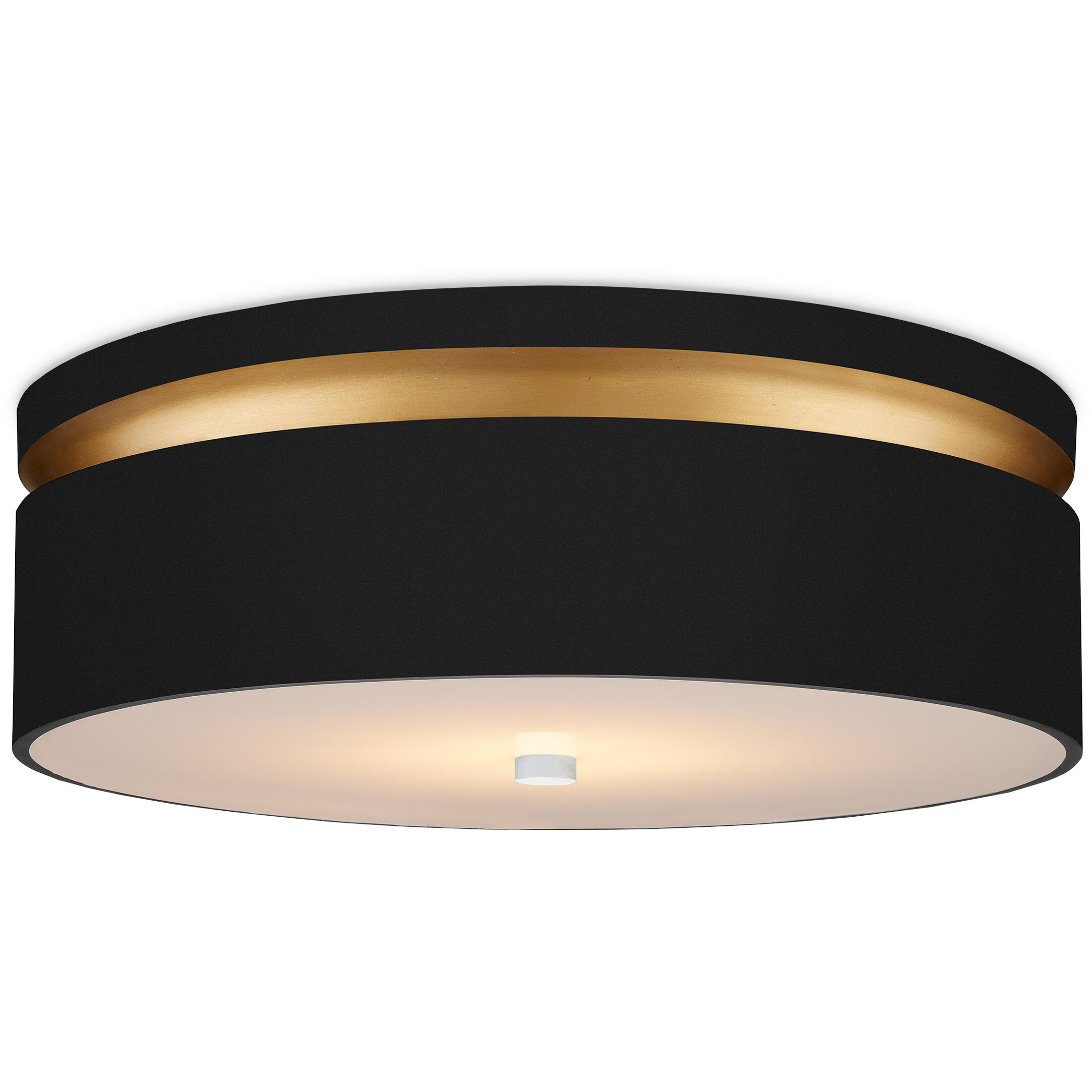 Serenity 1 Light 18.5 inch Satin Black and Contemporary Gold with White Flush Mount Ceiling Light