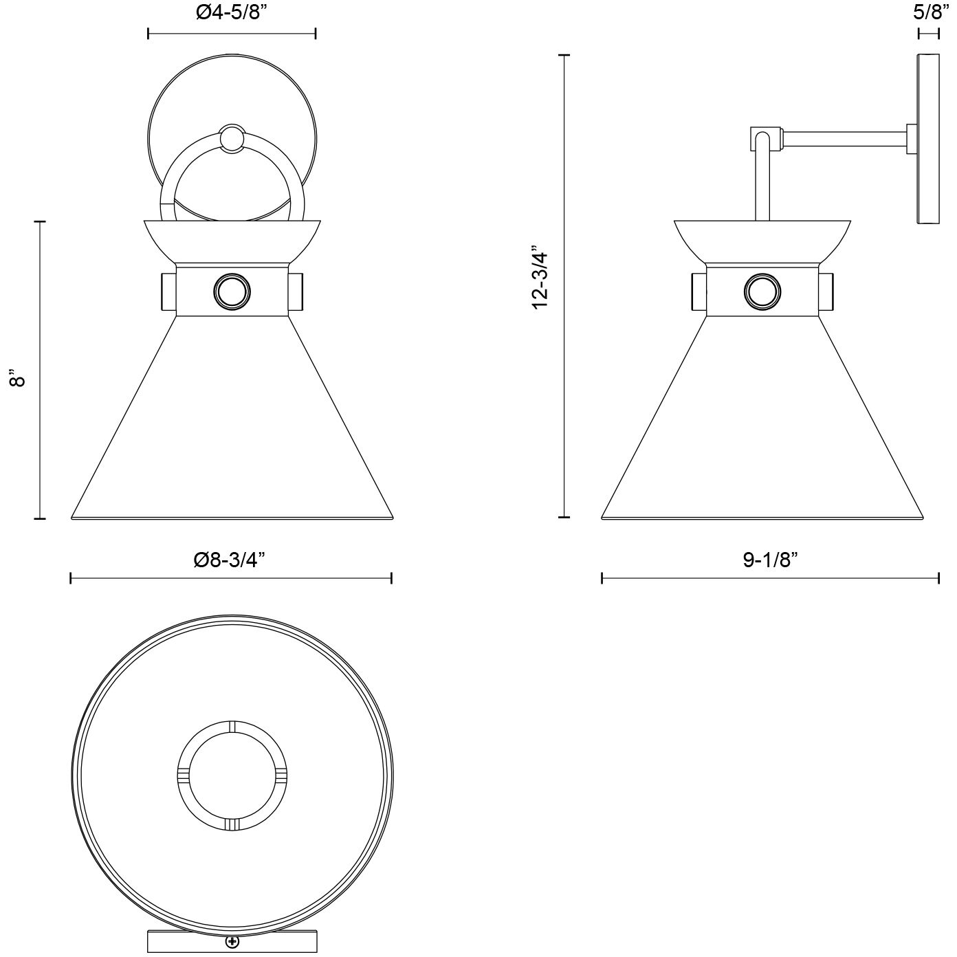 Alora Mood Emerson Wall/Vanity Light Wall Light in Matte Black and Aged Gold