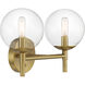 Auresa 2 Light 16 inch Soft Brass Bath Light Wall Light
