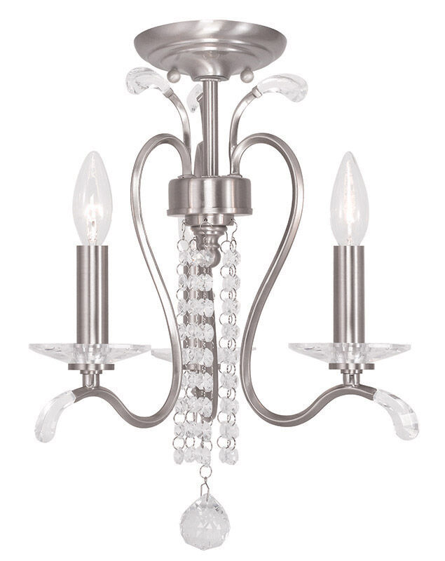 Serafina 3 Light 16.5 inch Brushed Nickel Convertible Mini Chandelier/Ceiling Mount Ceiling Light