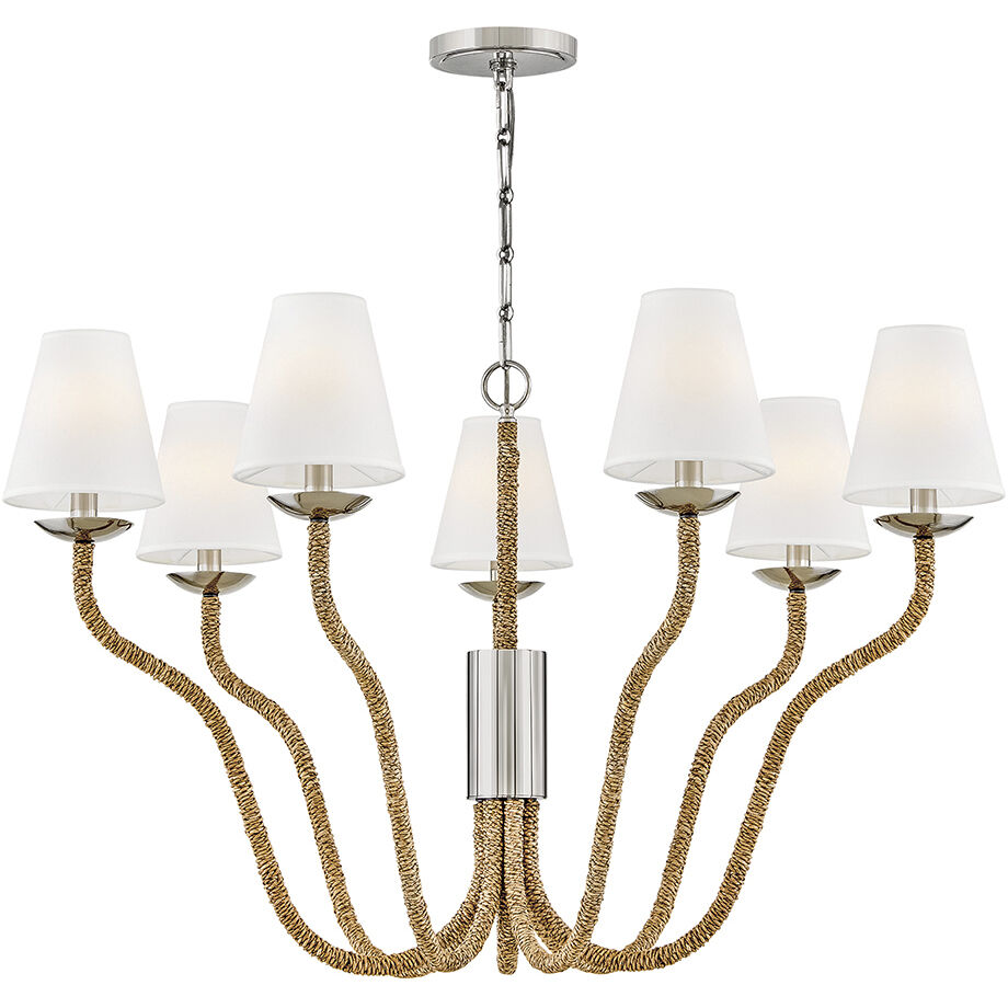 Harwich 7 Light 40 inch Polished Nickel with Natural Chandelier Ceiling Light