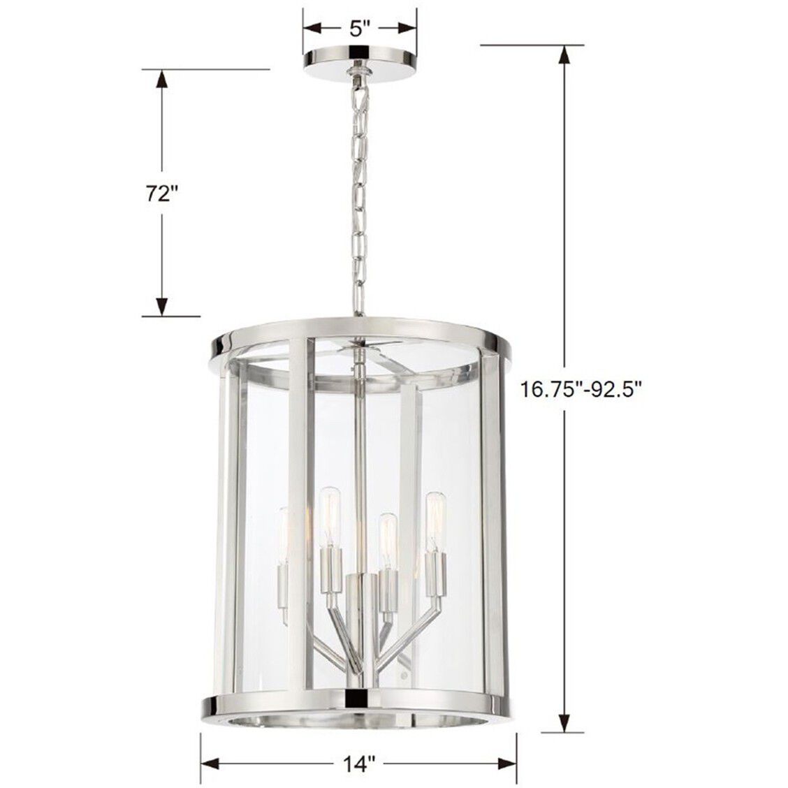 Devon 4 Light 14 inch Polished Nickel Lantern Chandelier Ceiling Light
