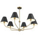 Xavier 6 Light 40 inch Vibrant Gold Chandelier Ceiling Light in Vibrant Gold and Matte Black