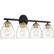 Winsley 4 Light 30 inch Coal And Stained Brass Bath Light Wall Light