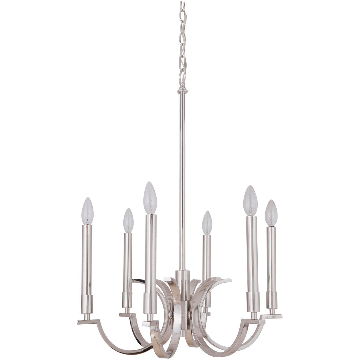 Crescent 6 Light 21.06 inch Polished Nickel Chandelier Ceiling Light, Jeremiah