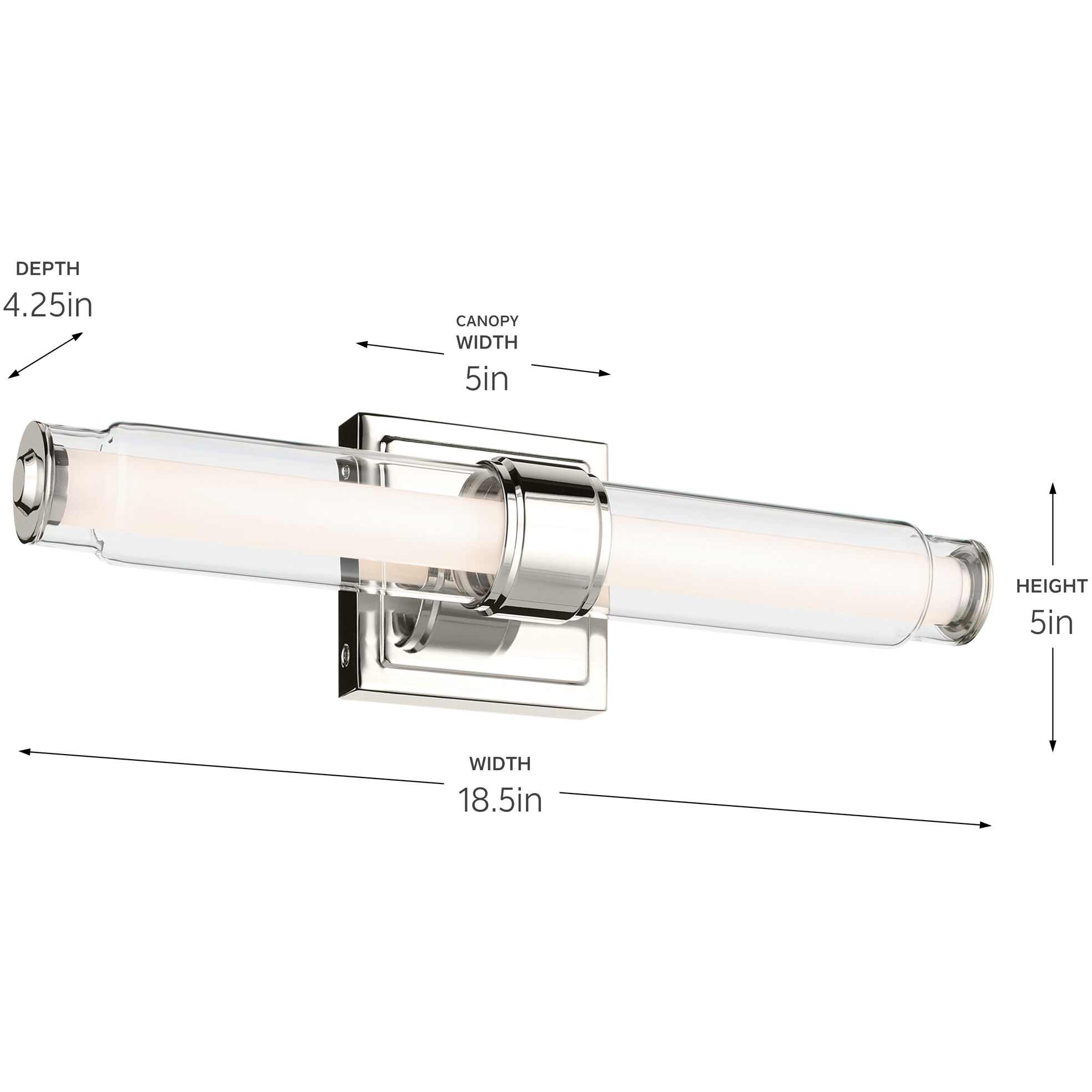 Laurene LED 18.5 inch Polished Nickel Linear Bath Bar Wall Light, Small