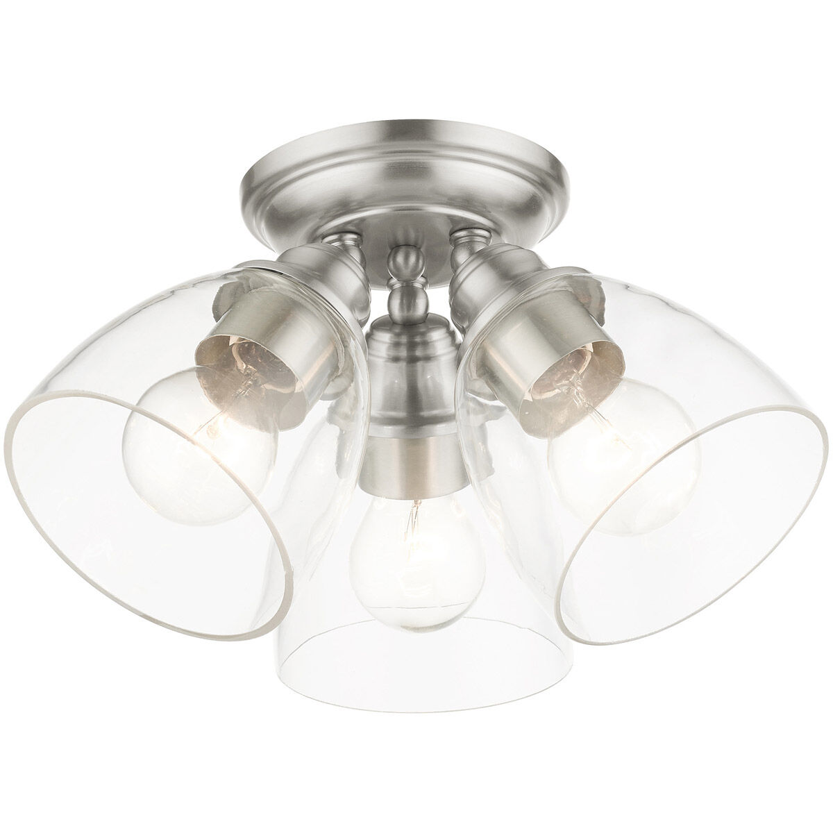 Montgomery 3 Light 14 inch Brushed Nickel Flush Mount Ceiling Light